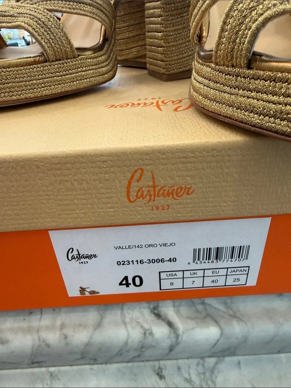 Castaner Metallic Gold Braided Platform Sandals